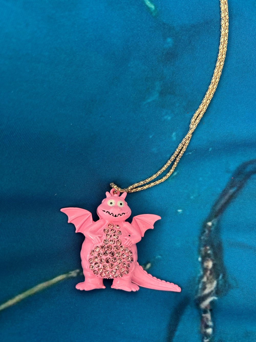 Pink Magic Dragon Pendant Necklace with Gold Chain  Dr 50